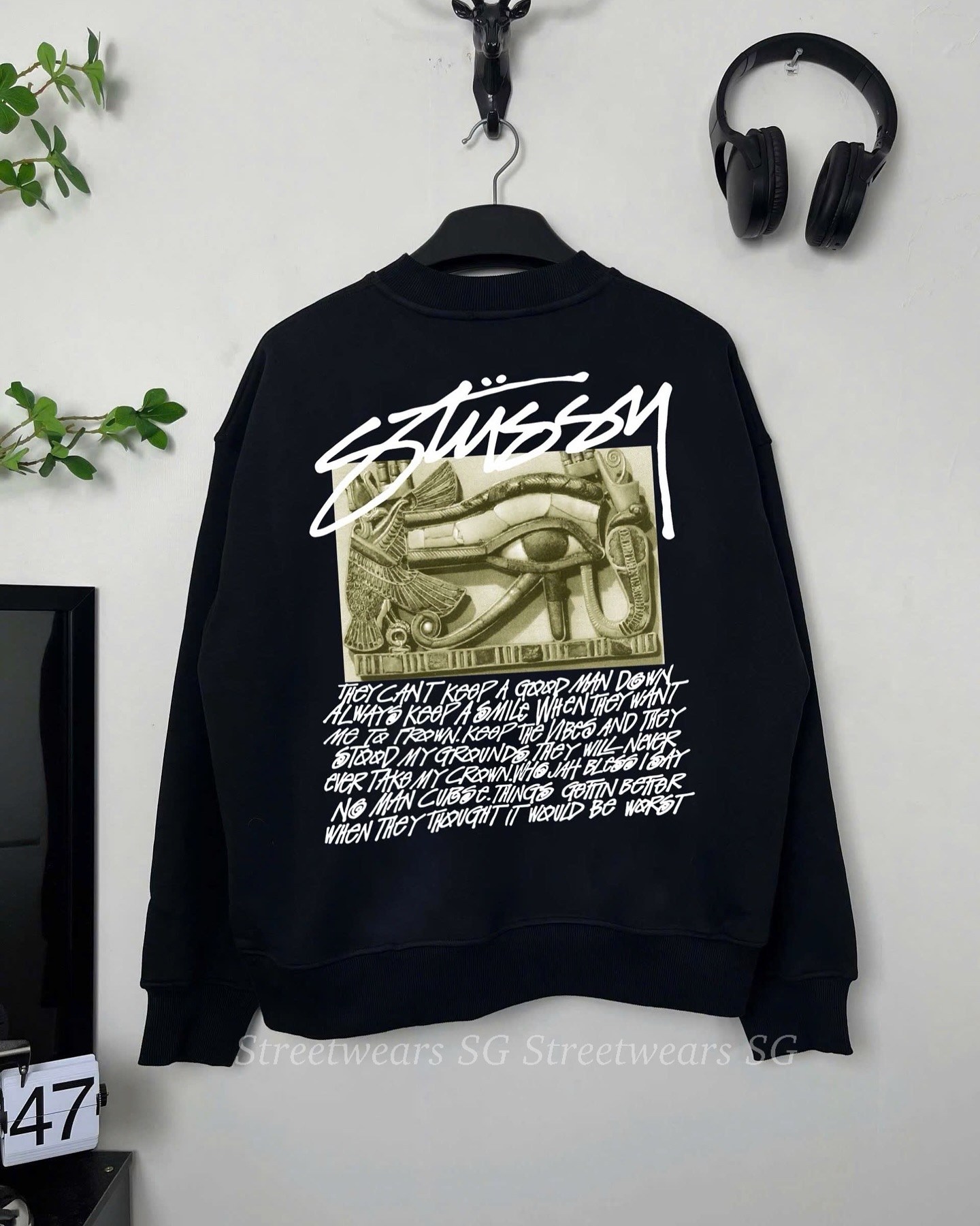 Áo Sweater Stussy Eye Of Horus Cotton Form Rộng Unisex - Streetwears SG - SWSTU-2