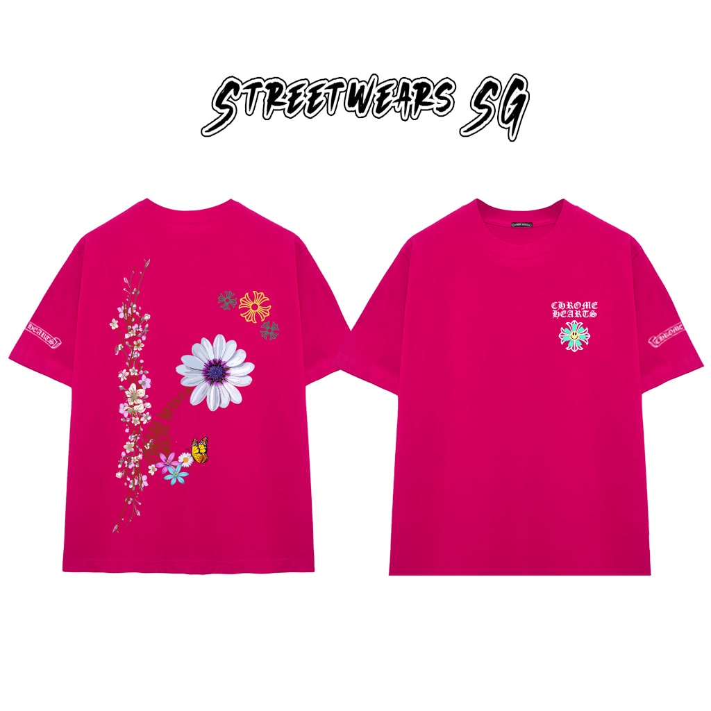 Áo Thun Chrome Heart Spring Bloom Cross Cotton Cao Cấp Form Rộng Unisex - Streetwears SG - CH26