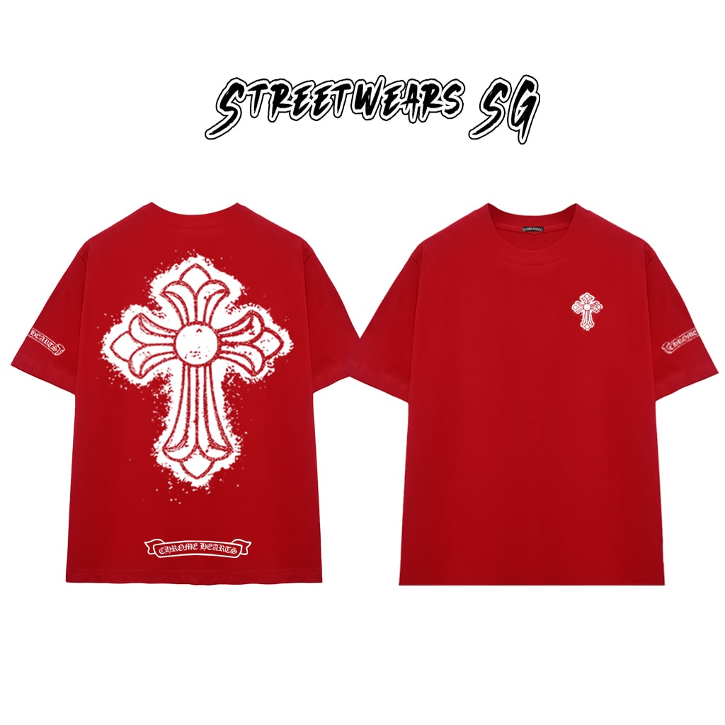 Áo Thun Chrome Heart Street Cross Paint Splash Cotton Cao Cấp Form Rộng Unisex - Streetwears SG - CH19