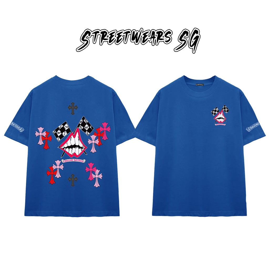 Áo Thun Chrome Heart Smile Teeth Pink Cross Cotton Cao Cấp Form Rộng Unisex - Streetwears SG - CH46