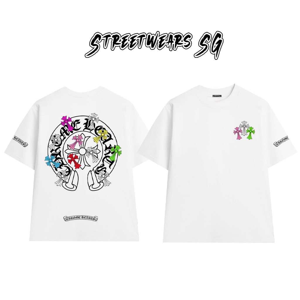 Áo Thun Chrome Heart Pop Art Cross Gothic Cotton Cao Cấp Form Rộng Unisex - Streetwears SG - CH47