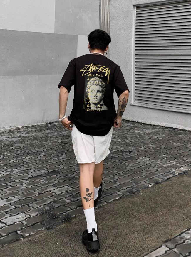 Áo thun Basic Stüssy Black Statue Pig Dyed Tee - Streetwears SG - STU-16
