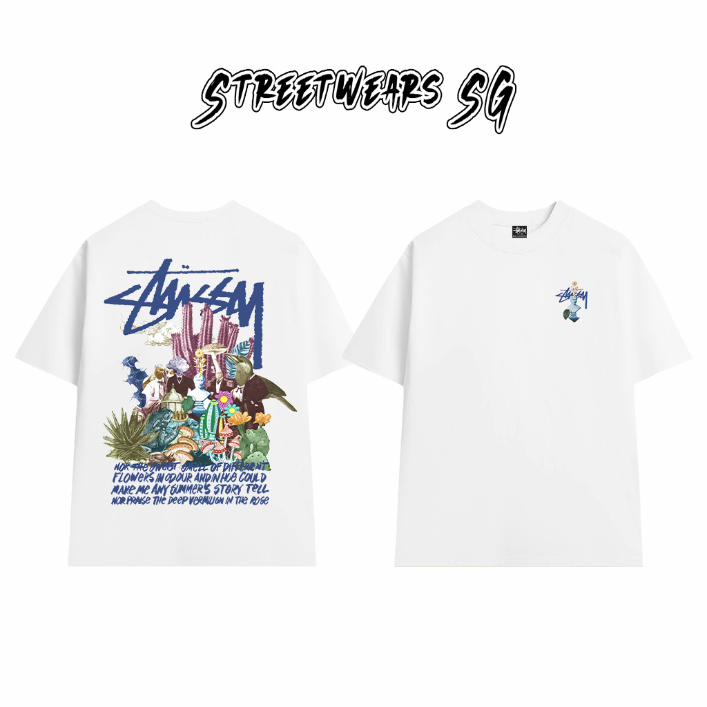 Áo Thun Stussy Nature Bloom Collage Cotton Cao Cấp Form Rộng Unisex Streetwears SG – STU006