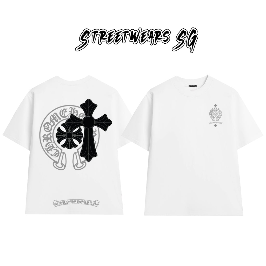 Áo Thun Chrome Heart Cross Shield Gothic Cotton Cao Cấp Form Rộng Unisex - Streetwears SG - CH31