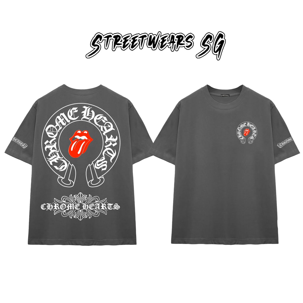 Áo Thun Chrome Heart Lick Tongue Gothic Cross Cotton Cao Cấp Form Rộng Unisex - Streetwears SG - CH32