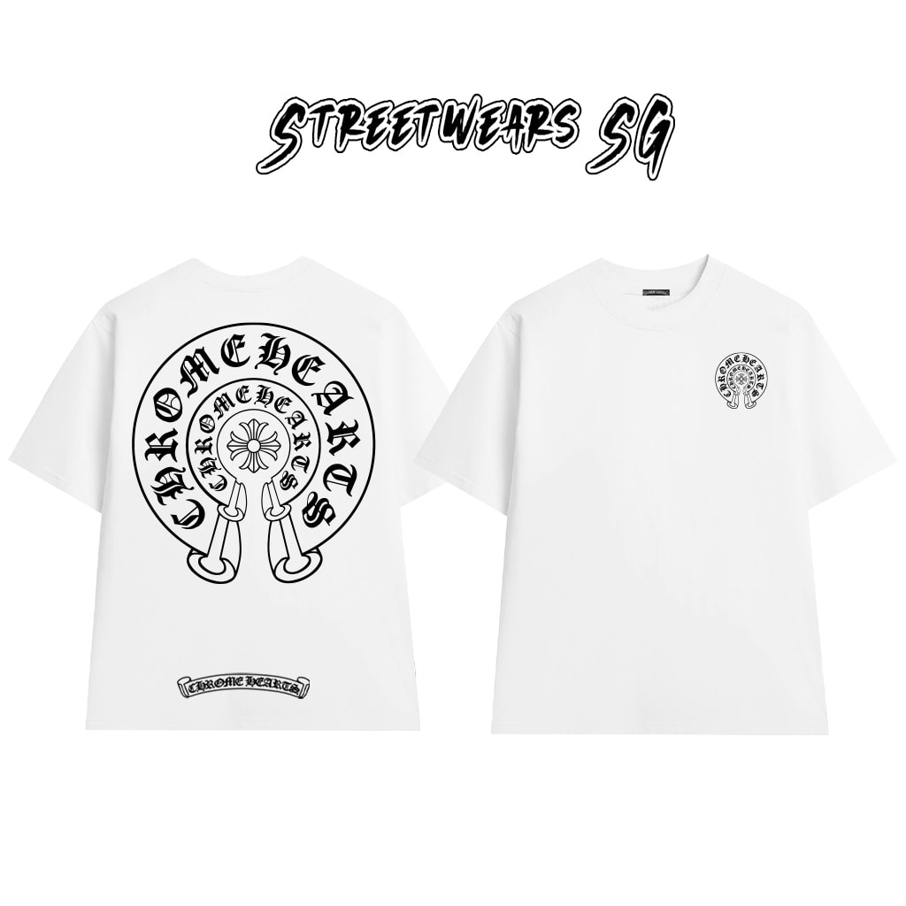Áo Thun Chrome Heart Double Horseshoe Classic Cross Cotton Cao Cấp Form Rộng Unisex - Streetwears SG - CH28