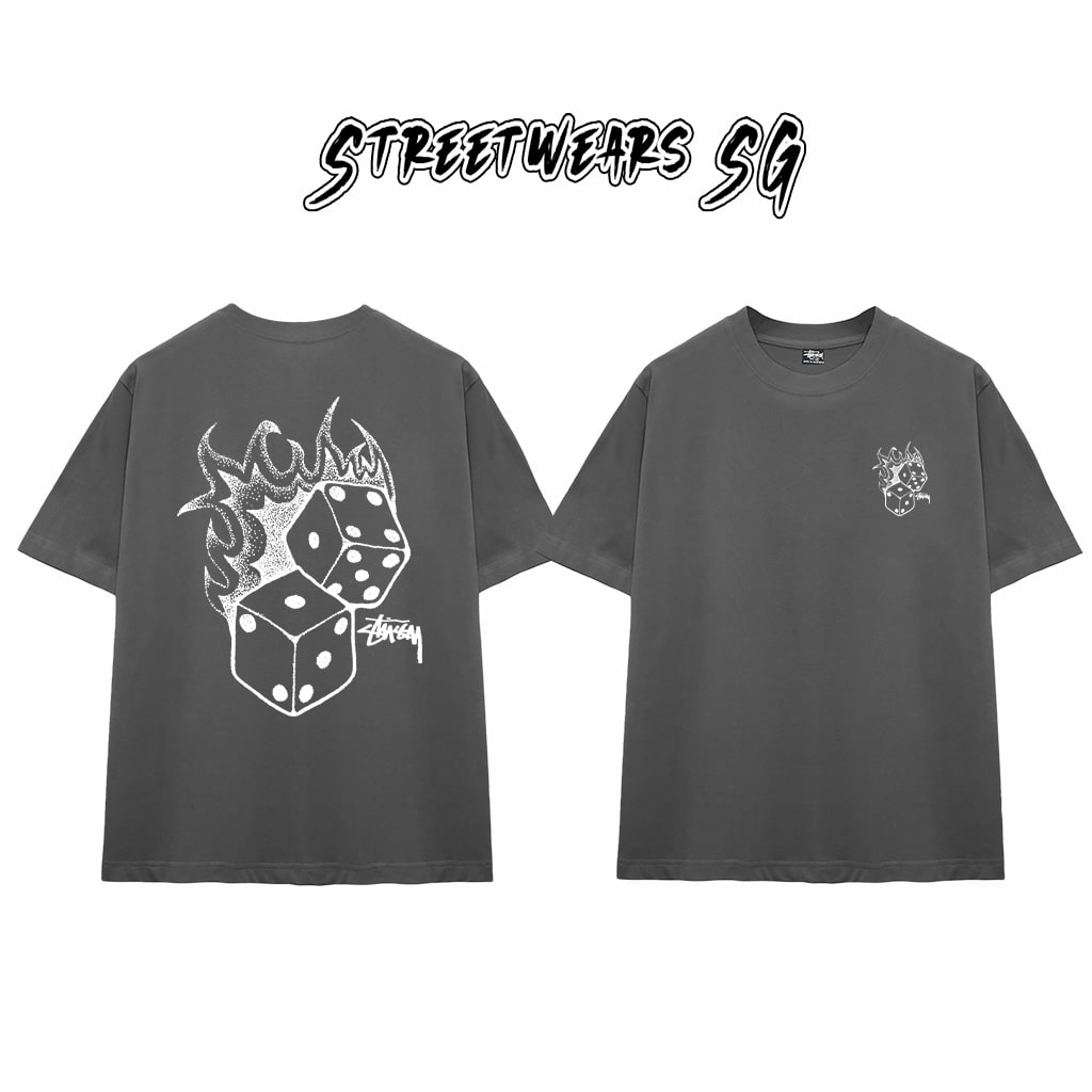 Áo Thun Stu Flaming Dice Tee Cao Cấp Form Rộng - Streetwears SG - STU29