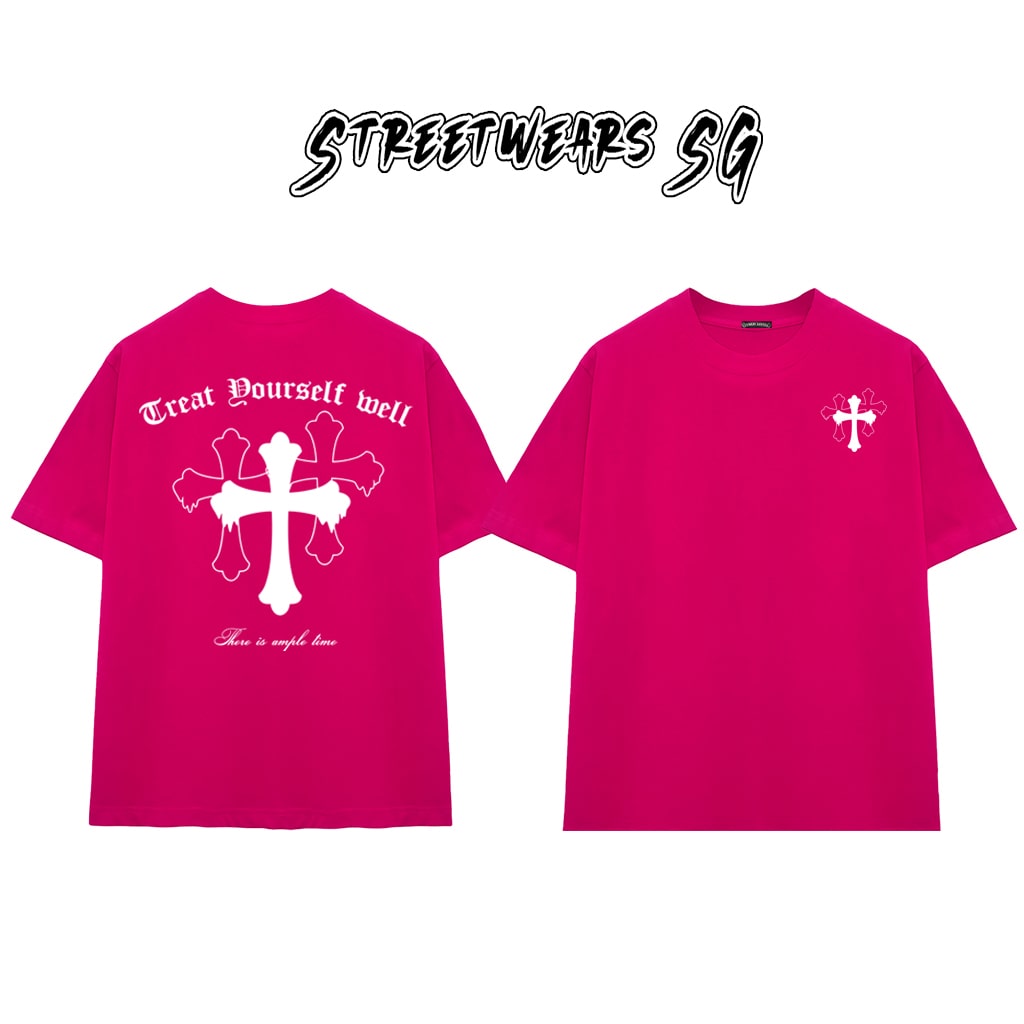 Áo Thun Chrome Treat Yourself Well Cross Graphics Cotton Cao Cấp Form Rộng Unisex - Streetwears SG - CH62