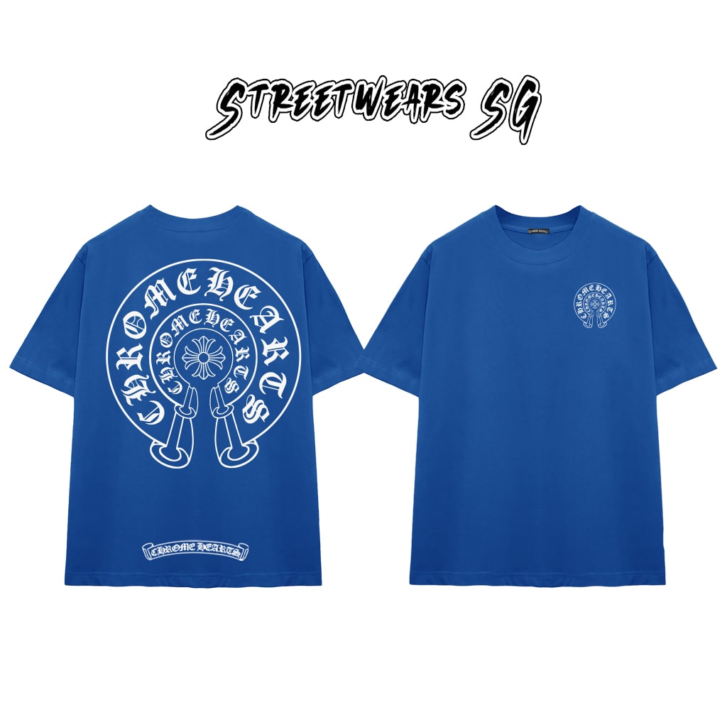 Áo Thun Chrome Heart Double Horseshoe Classic Cross Cotton Cao Cấp Form Rộng Unisex - Streetwears SG - CH28
