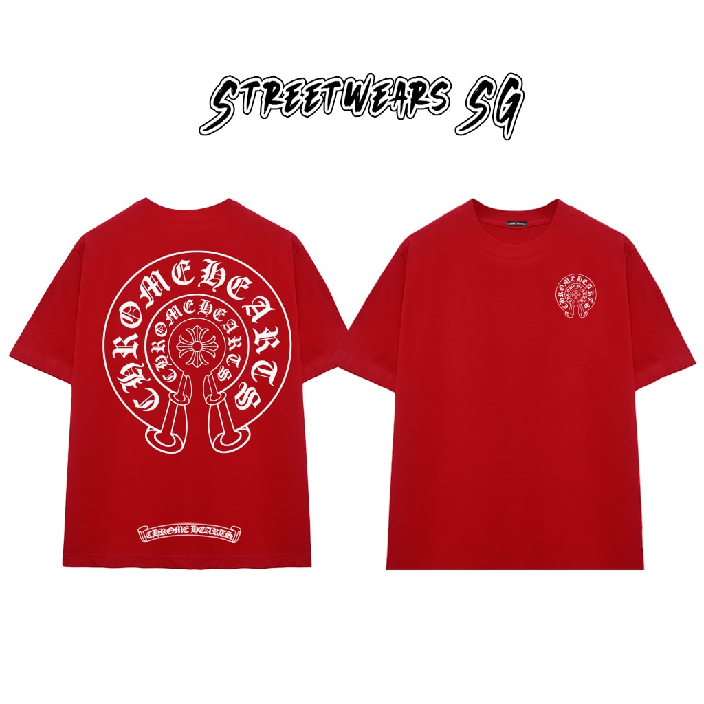 Áo Thun Chrome Heart Double Horseshoe Classic Cross Cotton Cao Cấp Form Rộng Unisex - Streetwears SG - CH28