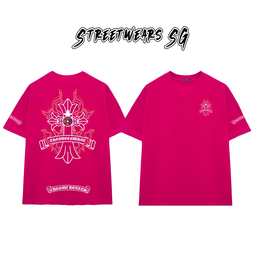 Áo Thun Chrome Flame Cross Graphics Cotton Cao Cấp Form Rộng Unisex - Streetwears SG - CH55