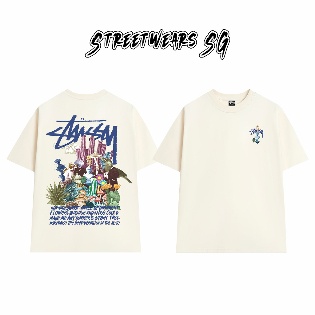 Áo Thun Stussy Nature Bloom Collage Cotton Cao Cấp Form Rộng Unisex Streetwears SG – STU006