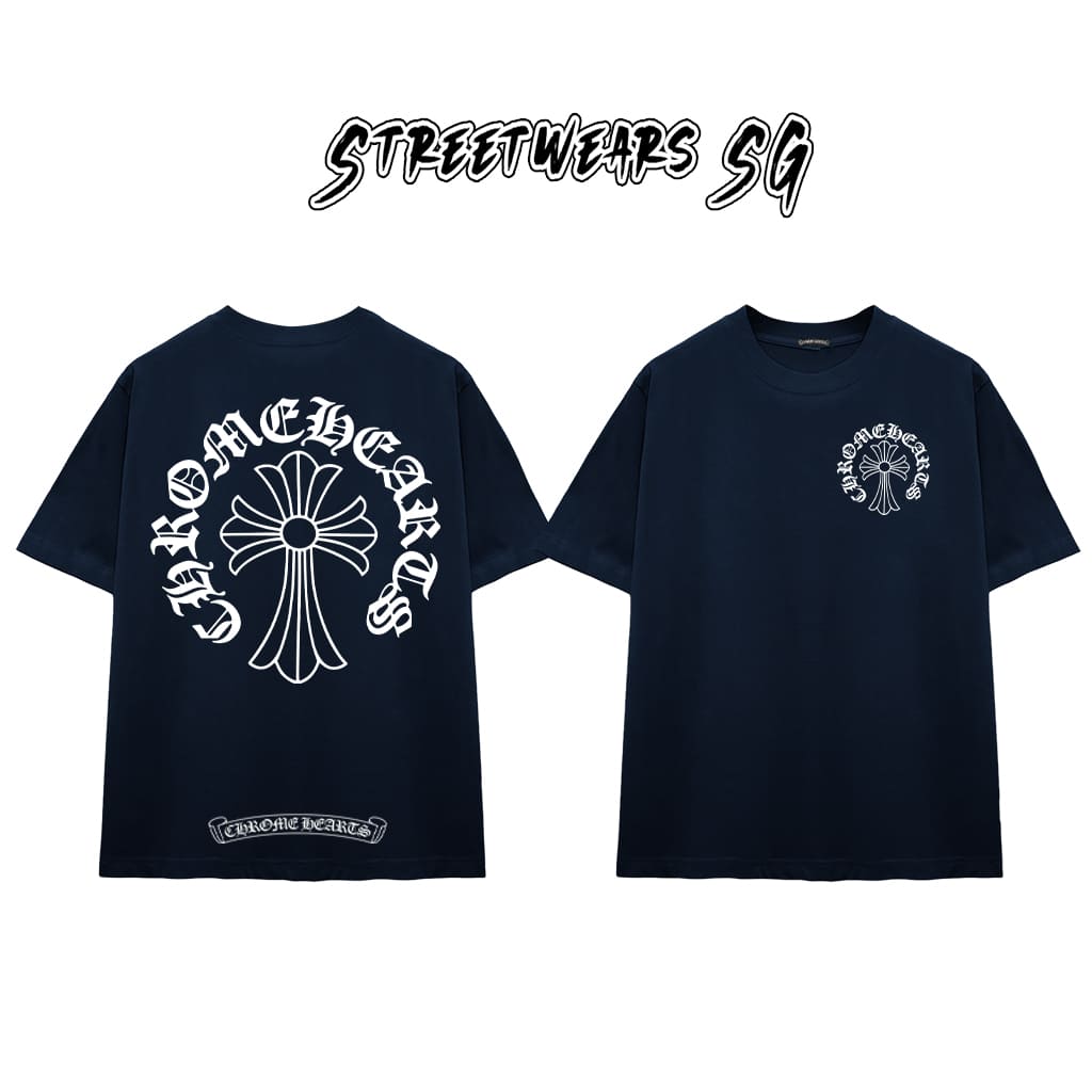 Áo Thun Chrome Heart Basic Big Cross Cotton Cao Cấp Form Rộng Unisex - Streetwears SG - CH38