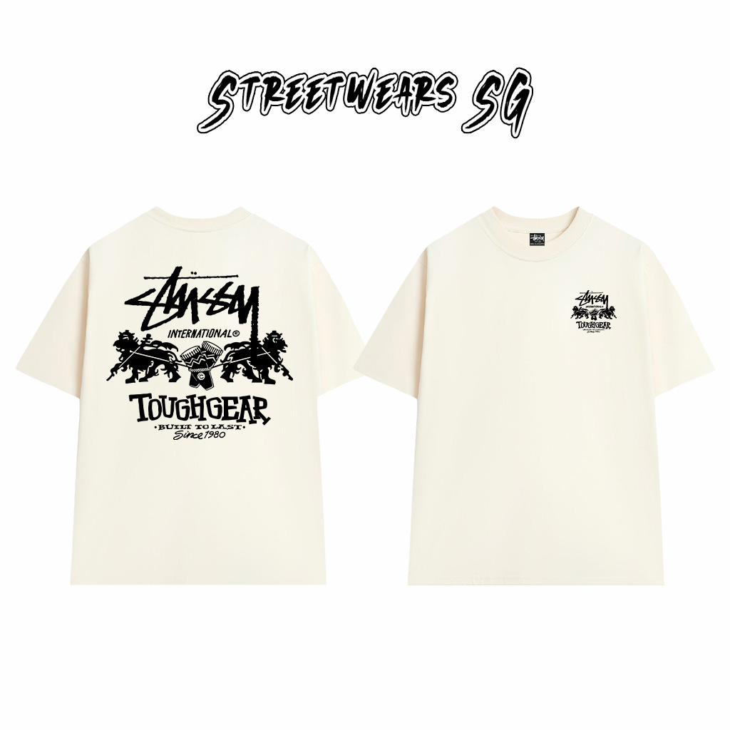 Áo Thun Stussy Tough Gear Lions Cotton Cao Cấp Form Rộng Unisex Streetwears SG – STU027