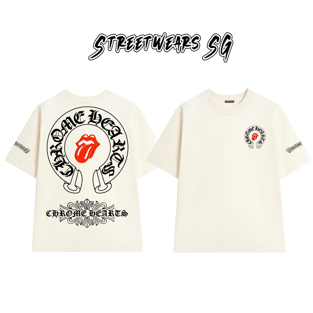 Áo Thun Chrome Heart Lick Tongue Gothic Cross Cotton Cao Cấp Form Rộng Unisex - Streetwears SG - CH32