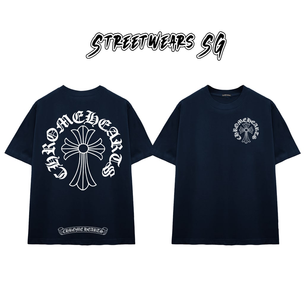 Áo Thun Chrome Heart Cross Basic Gothic Cotton Cao Cấp Form Rộng Unisex - Streetwears SG - CH43