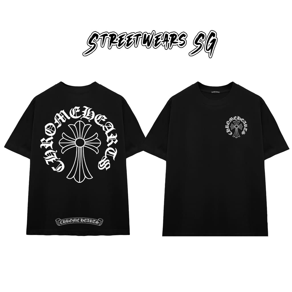 Áo Thun Chrome Heart Basic Big Cross Cotton Cao Cấp Form Rộng Unisex - Streetwears SG - CH38