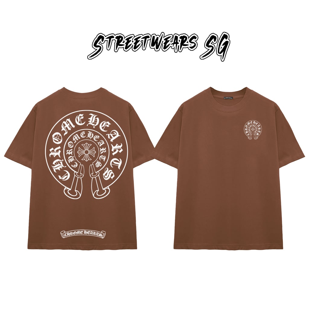 Áo Thun Chrome Heart Double Horseshoe Classic Cross Cotton Cao Cấp Form Rộng Unisex - Streetwears SG - CH28