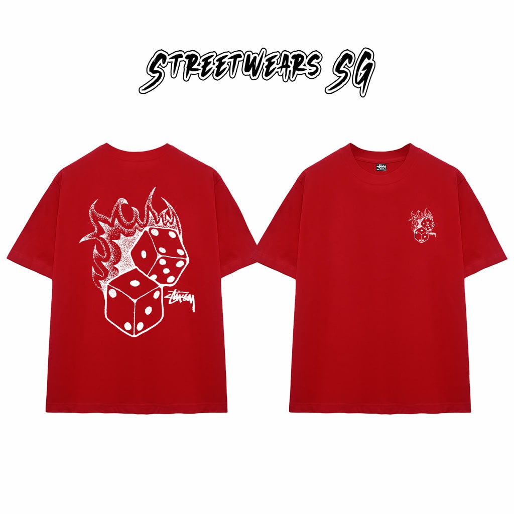 Áo Thun Stu Flaming Dice Tee Cao Cấp Form Rộng - Streetwears SG - STU29