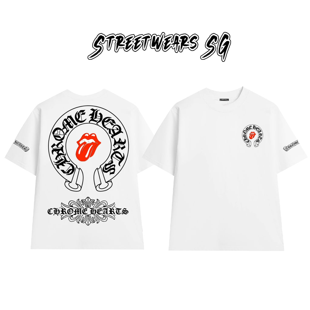 Áo Thun Chrome Heart Lick Tongue Gothic Cross Cotton Cao Cấp Form Rộng Unisex - Streetwears SG - CH32