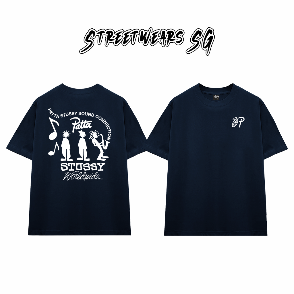 Áo Thun Stussy x Patta Sound Connection Cotton Cao Cấp Form Rộng Unisex Streetwears SG – STU017
