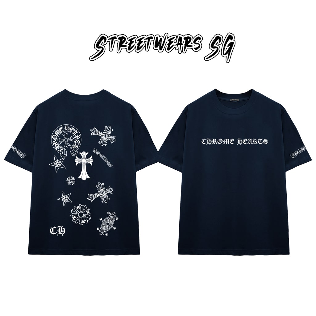 Áo Thun Chrome Pattern Patchwork Cotton Cao Cấp Form Rộng Unisex - Streetwears SG - CH103