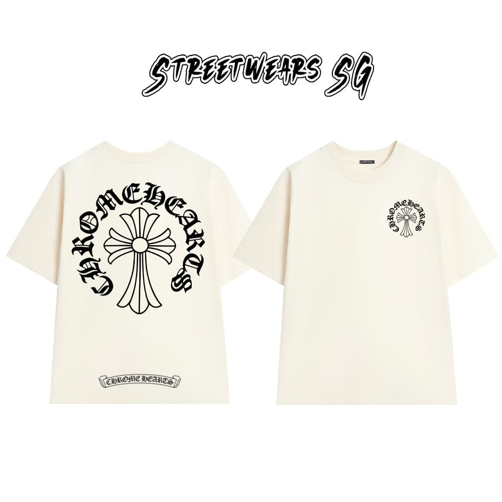 Áo Thun Chrome Heart Basic Big Cross Cotton Cao Cấp Form Rộng Unisex - Streetwears SG - CH38