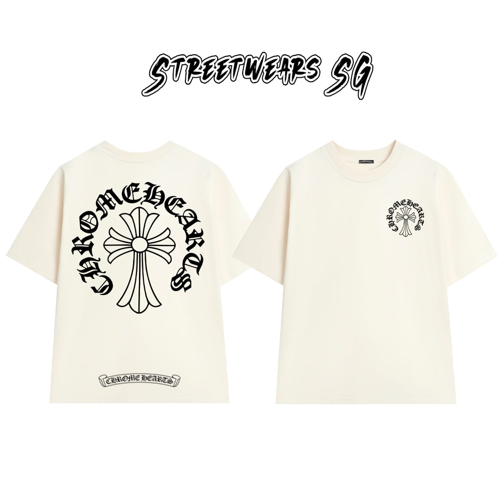 Áo Thun Chrome Heart Cross Basic Gothic Cotton Cao Cấp Form Rộng Unisex - Streetwears SG - CH43