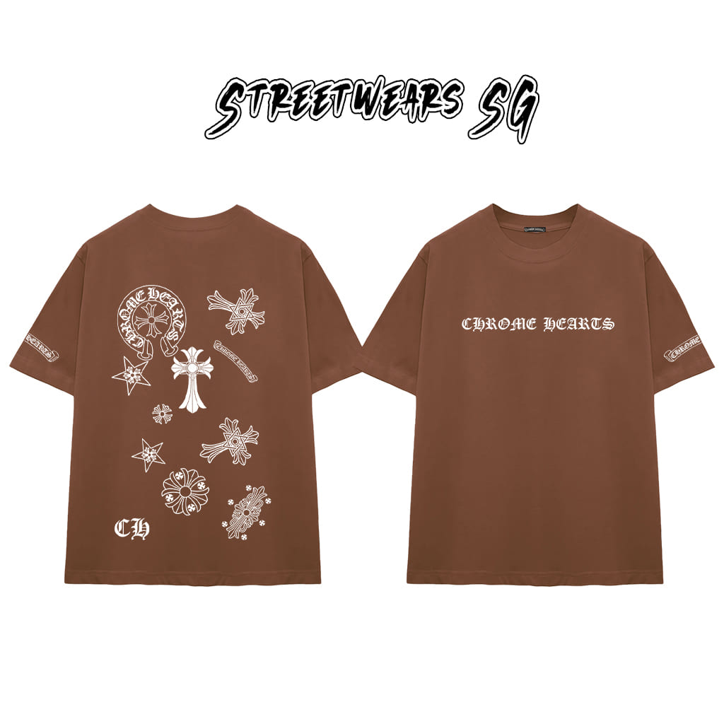 Áo Thun Chrome Pattern Patchwork Cotton Cao Cấp Form Rộng Unisex - Streetwears SG - CH103