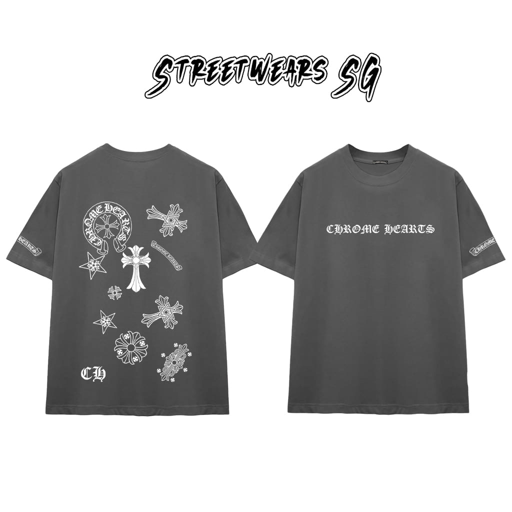 Áo Thun Chrome Pattern Patchwork Cotton Cao Cấp Form Rộng Unisex - Streetwears SG - CH103