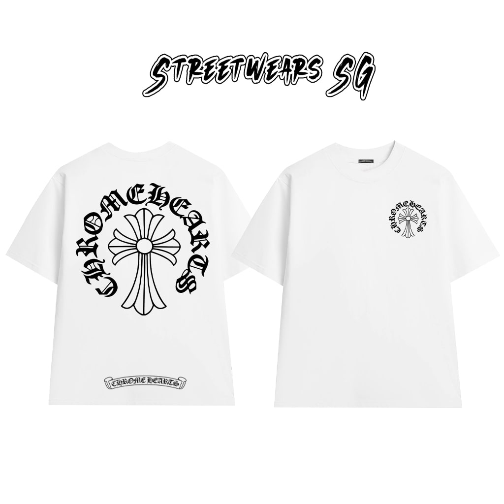 Áo Thun Chrome Heart Cross Basic Gothic Cotton Cao Cấp Form Rộng Unisex - Streetwears SG - CH43