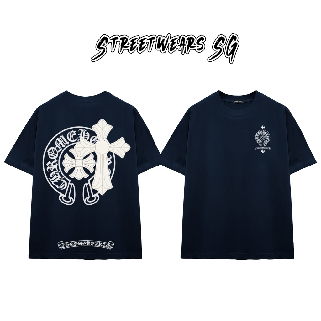 Áo Thun Chrome Heart Cross Shield Gothic Cotton Cao Cấp Form Rộng Unisex - Streetwears SG - CH31