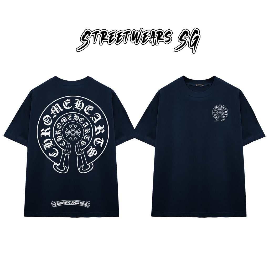 Áo Thun Chrome Heart Double Horseshoe Classic Cross Cotton Cao Cấp Form Rộng Unisex - Streetwears SG - CH28