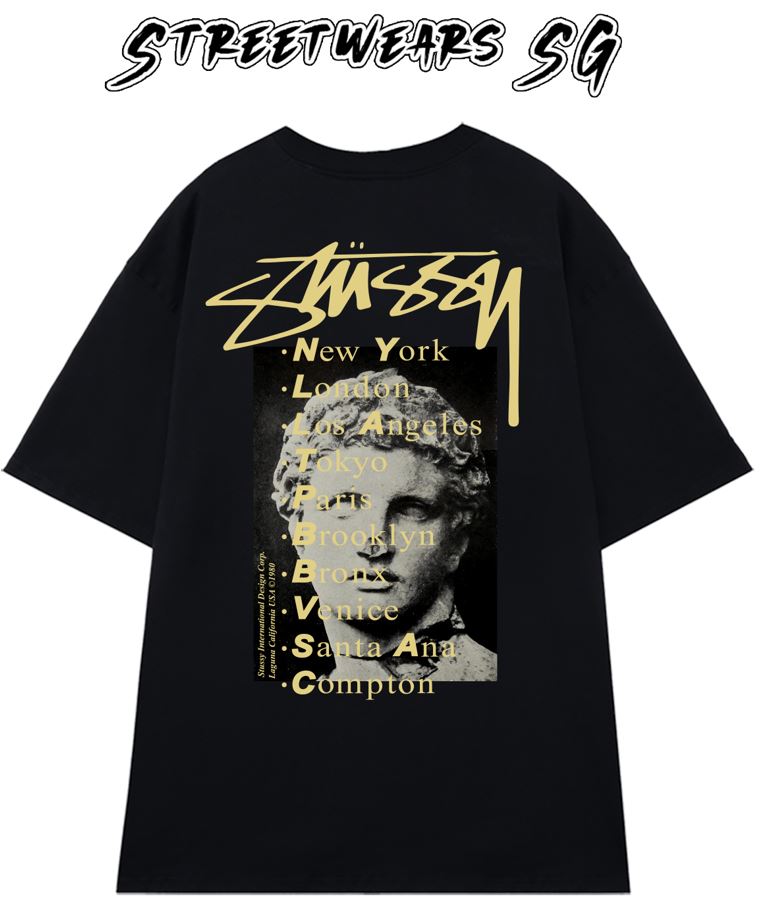 Áo thun Basic Stüssy Black Statue Pig Dyed Tee - Streetwears SG - STU-16
