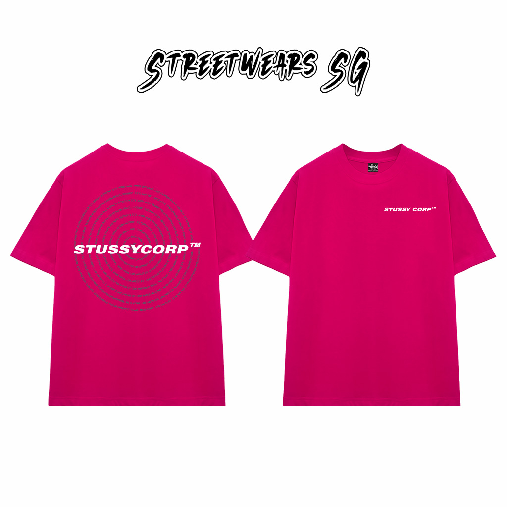 Áo Thun Stussy Corp Spiral Text Cotton Cao Cấp Form Rộng Unisex Streetwears SG – STU015