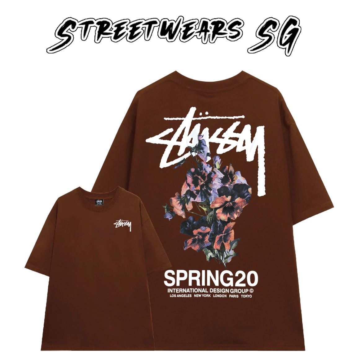 Áo thun Basic Stussy Flower ss20 Tee - Streetwears SG - STU-18