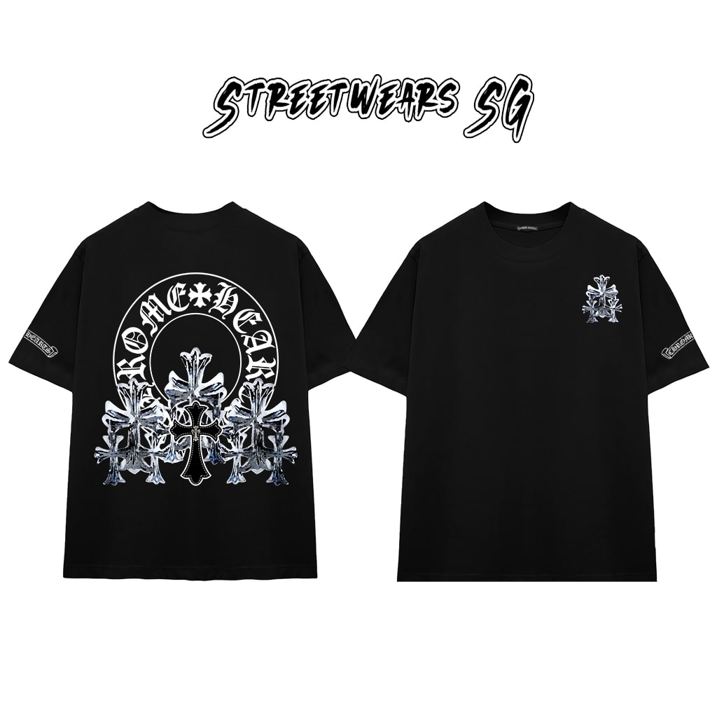 Áo Thun Chrome Metallic Cross Cluster Cotton Cao Cấp Form Rộng Unisex - Streetwears SG - CH74