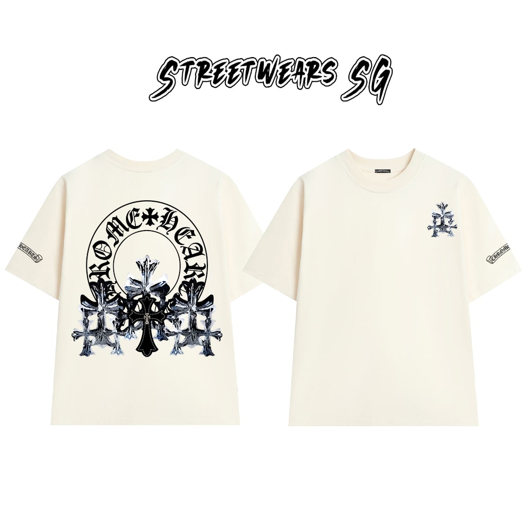 Áo Thun Chrome Metallic Cross Cluster Cotton Cao Cấp Form Rộng Unisex - Streetwears SG - CH74