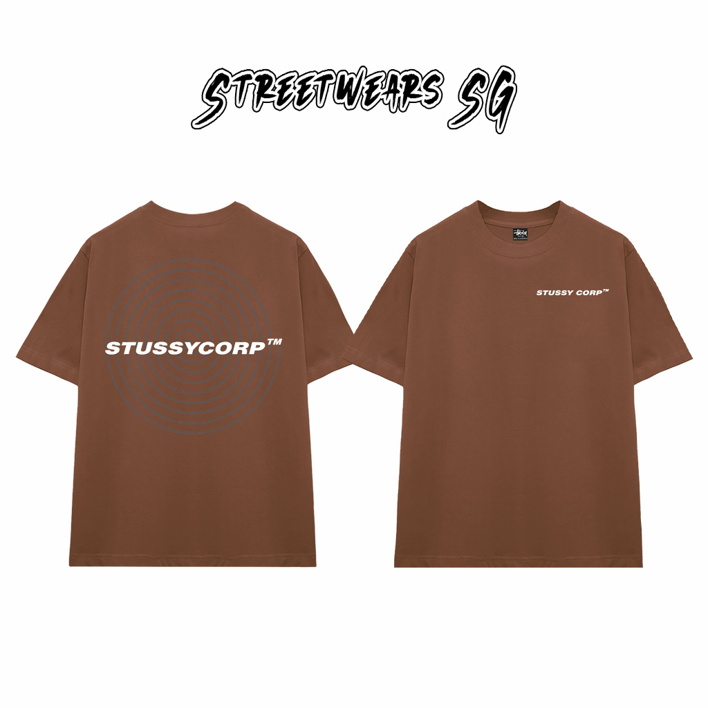 Áo Thun Stussy Corp Spiral Text Cotton Cao Cấp Form Rộng Unisex Streetwears SG – STU015