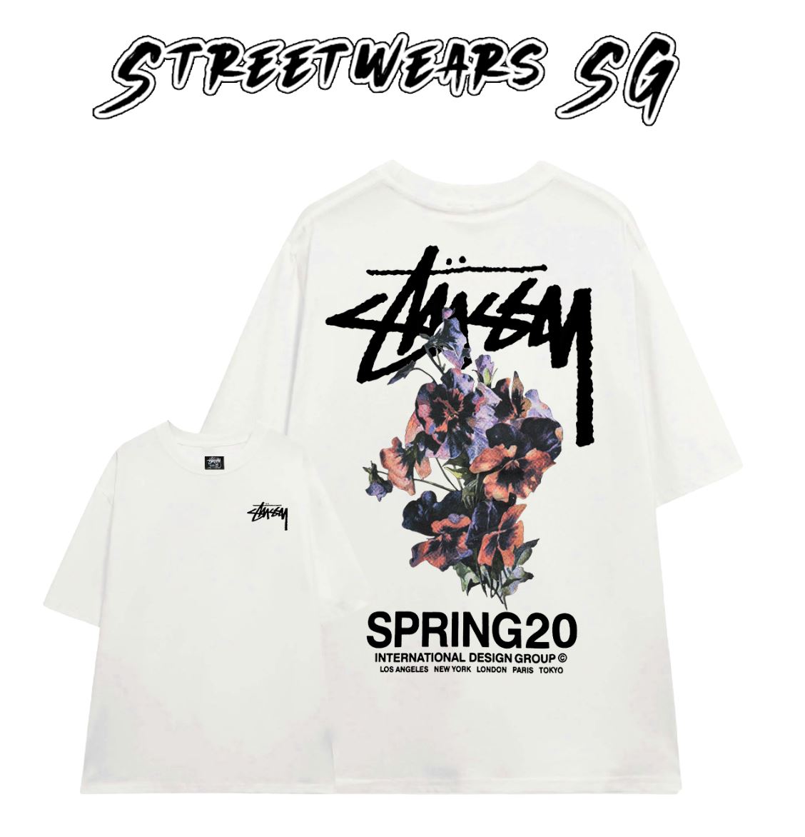 Áo thun Basic Stussy Flower ss20 Tee - Streetwears SG - STU-18