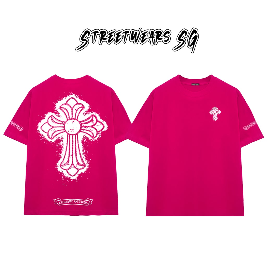 Áo Thun Chrome Heart Street Cross Paint Splash Cotton Cao Cấp Form Rộng Unisex - Streetwears SG - CH19