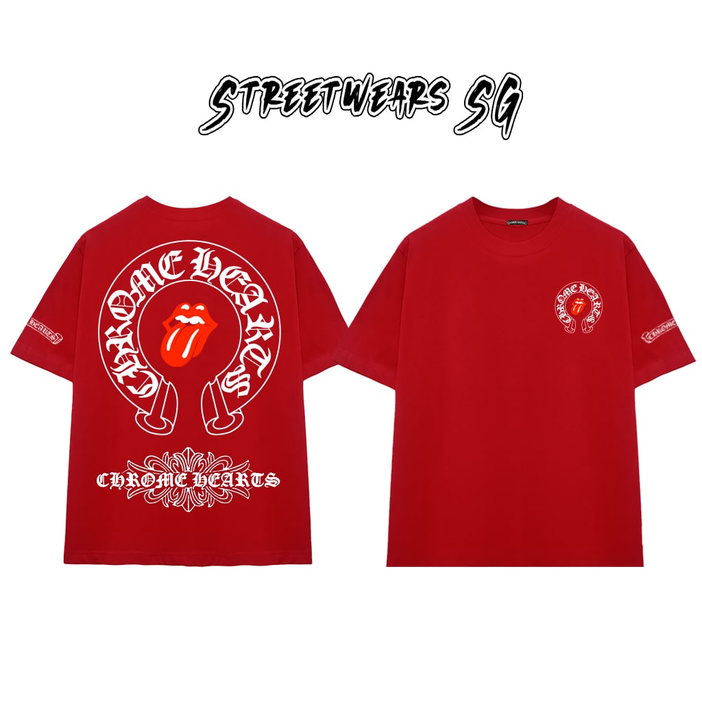 Áo Thun Chrome Heart Lick Tongue Gothic Cross Cotton Cao Cấp Form Rộng Unisex - Streetwears SG - CH32