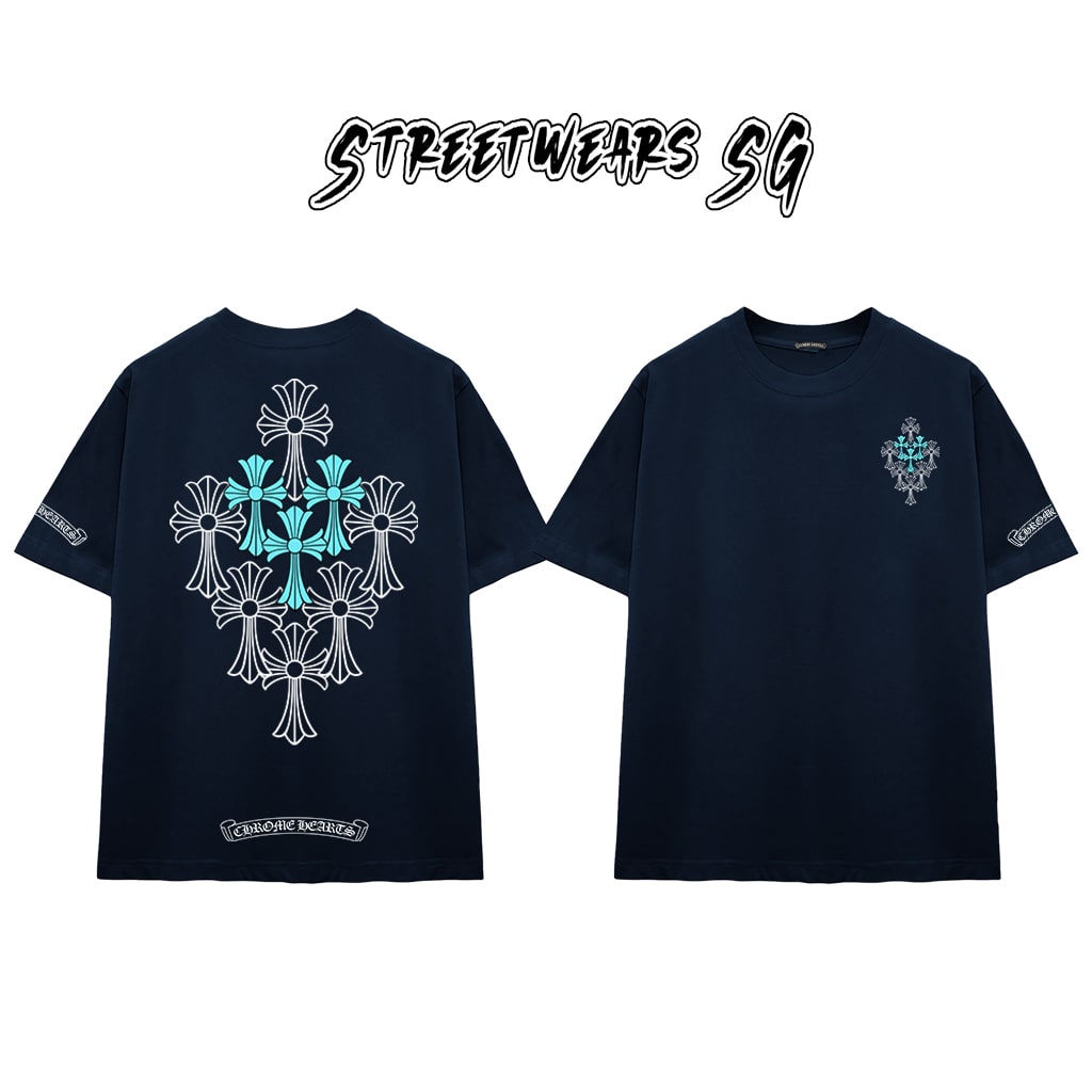 Áo Thun Chrome Snowflake Cross Scripts Cotton Cao Cấp Form Rộng Unisex - Streetwears SG - CH70