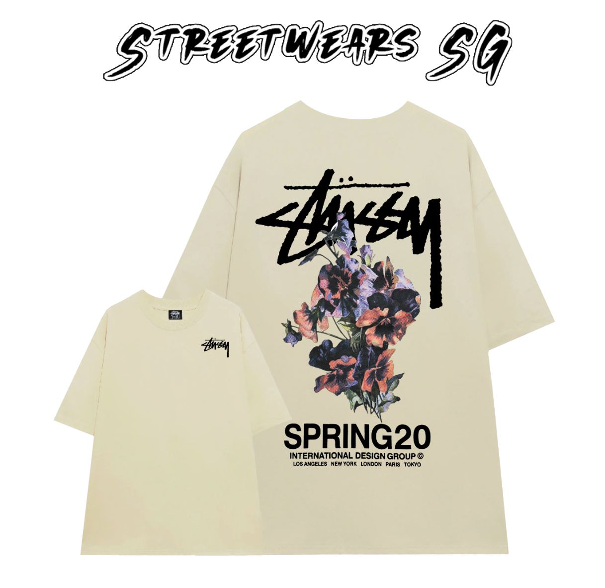 Áo thun Basic Stussy Flower ss20 Tee - Streetwears SG - STU-18