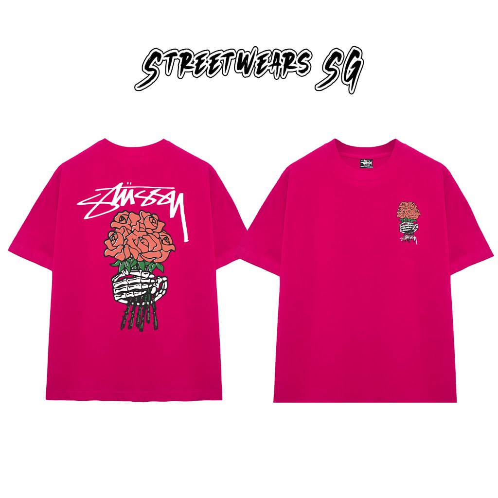 Áo Thun Stu Skeleton Roses Tee Cao Cấp Form Rộng - Streetwears SG - STU28