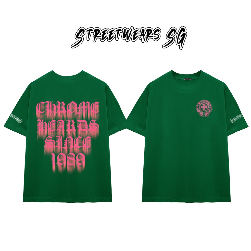 Áo Thun Chrome Heart Pink Gradient Retro 1989 Cotton Cao Cấp Form Rộng Unisex - Streetwears SG - CH39
