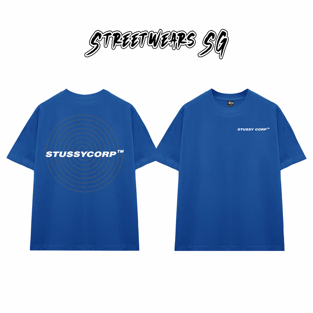 Áo Thun Stussy Corp Spiral Text Cotton Cao Cấp Form Rộng Unisex Streetwears SG – STU015