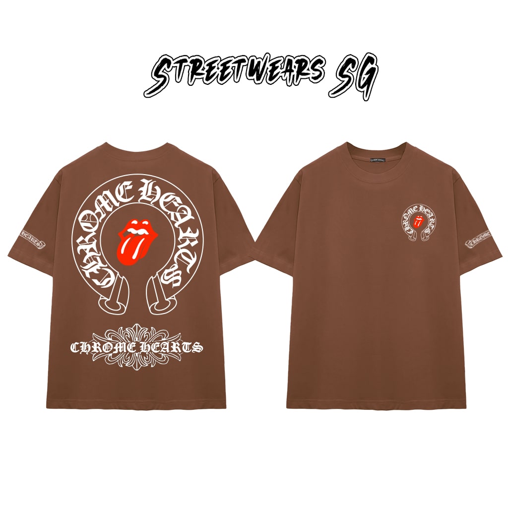 Áo Thun Chrome Heart Lick Tongue Gothic Cross Cotton Cao Cấp Form Rộng Unisex - Streetwears SG - CH32