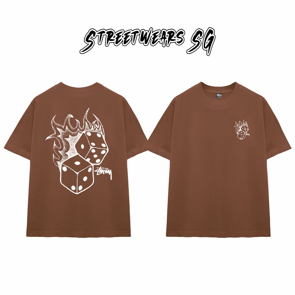 Áo Thun Stu Flaming Dice Tee Cao Cấp Form Rộng - Streetwears SG - STU29