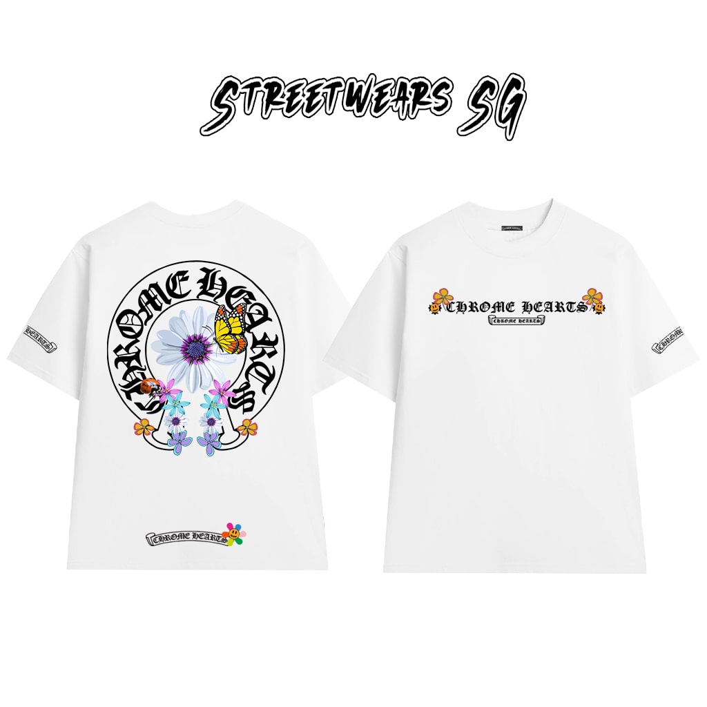 Áo Thun Chrome Butterfly Garden Cross Scripts Cotton Cao Cấp Form Rộng Unisex - Streetwears SG - CH71